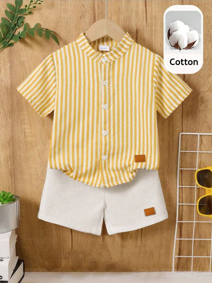 Baby Boys Cotton Striped Shirt & Shorts Set β Summer Co-ord Outfit (0β5 Years)