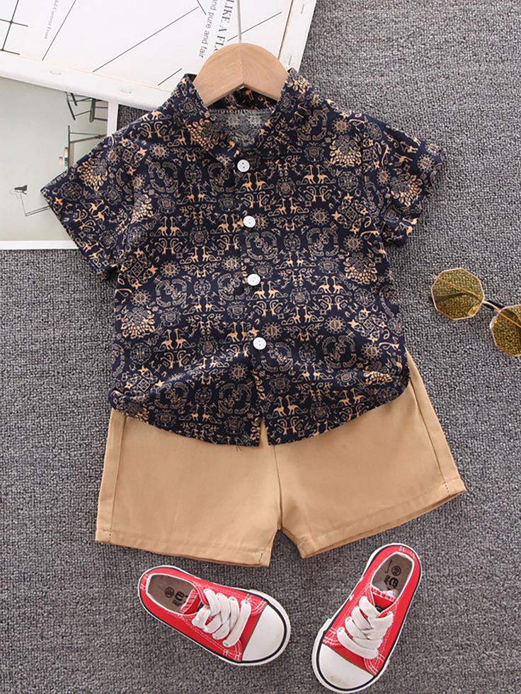 Baby Boys Cotton Lycra Printed Shirt & Shorts Set β Designer Ethnic Co-ord Outfit (0β5 Years)