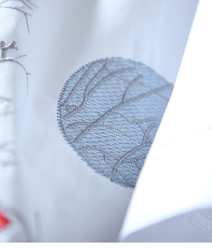 White Tunic Top with Unique Forest-Inspired Embroidery