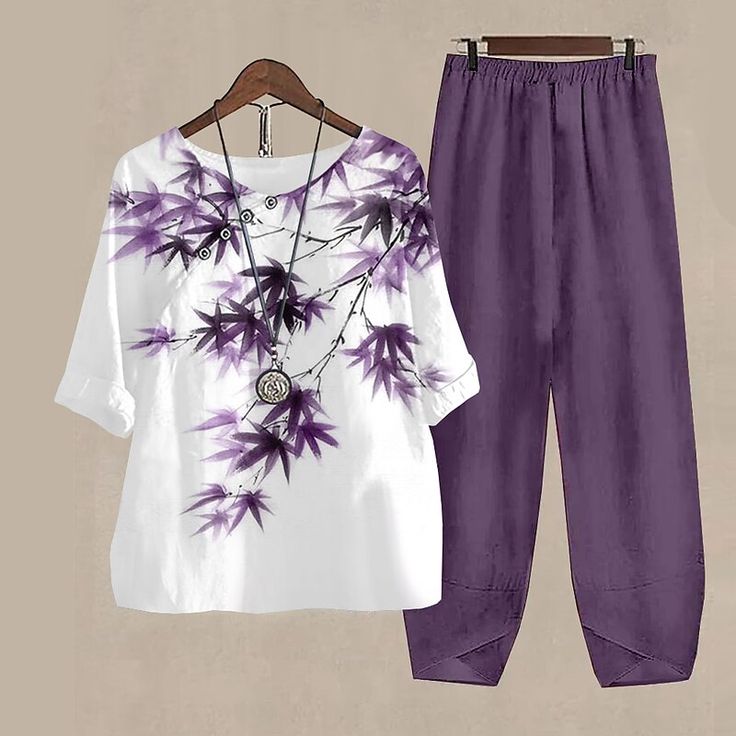 Relaxed Cotton Bamboo-Print Co-Ord Set