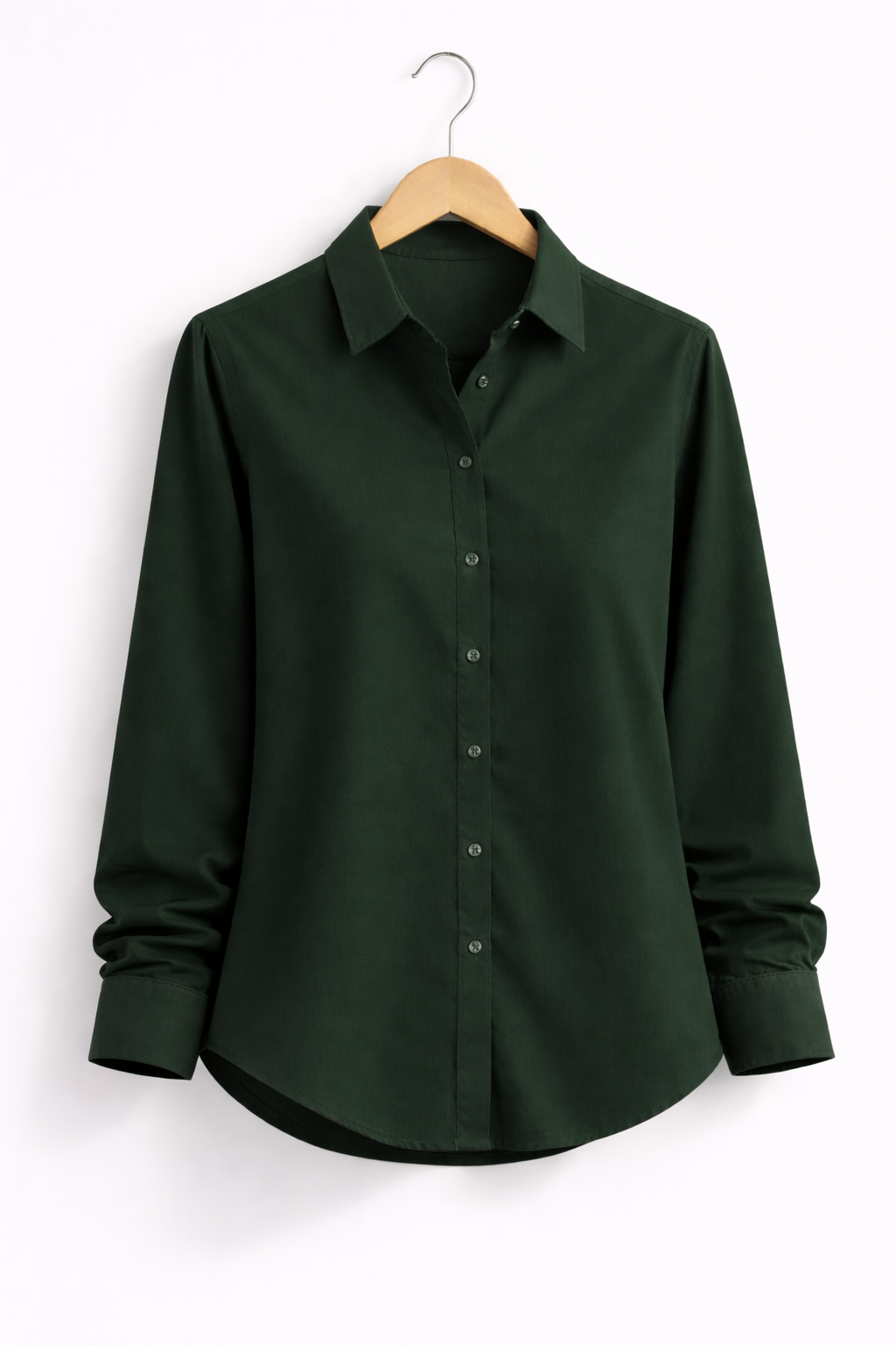 Women’s Solid Forest Green Rayon Shirt