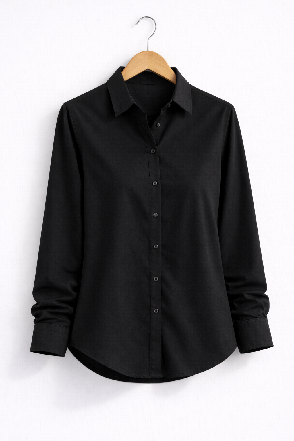 Women’s Solid Black Rayon Shirt