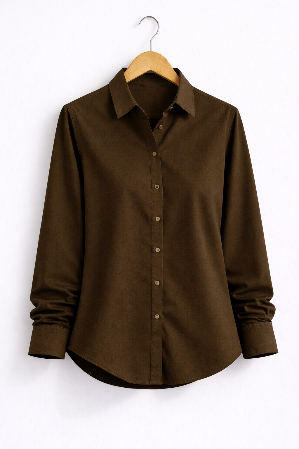 Women’s Solid Brown Rayon Shirt