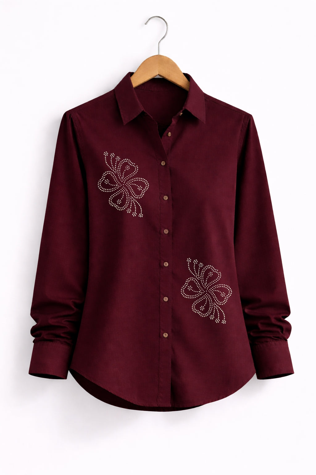 Women’s Rayon Cotton Shirt with Jarkan Diamond Butterfly Motifs
