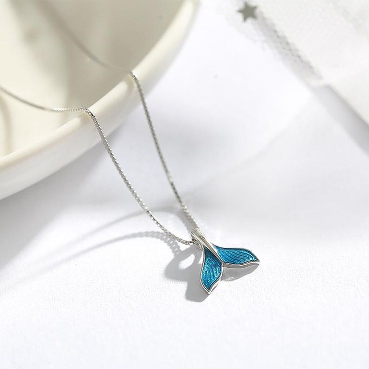 Ocean-Inspired Blue Whale Tail Pendant Necklace