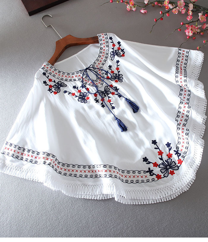 Trendy White long top-tunics with embroidery work for women