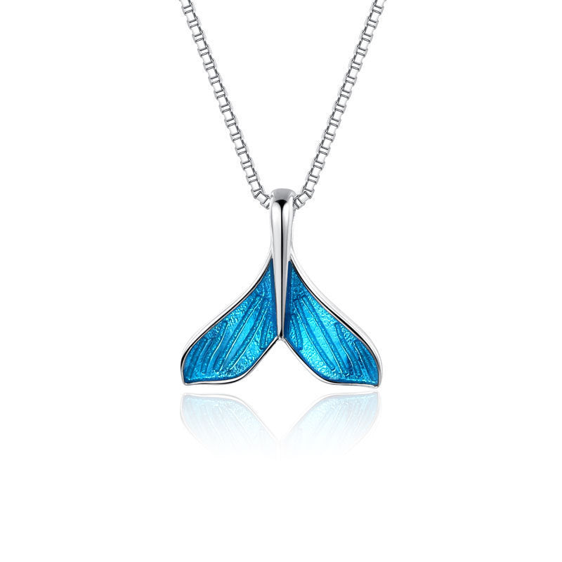 Ocean-Inspired Blue Whale Tail Pendant Necklace