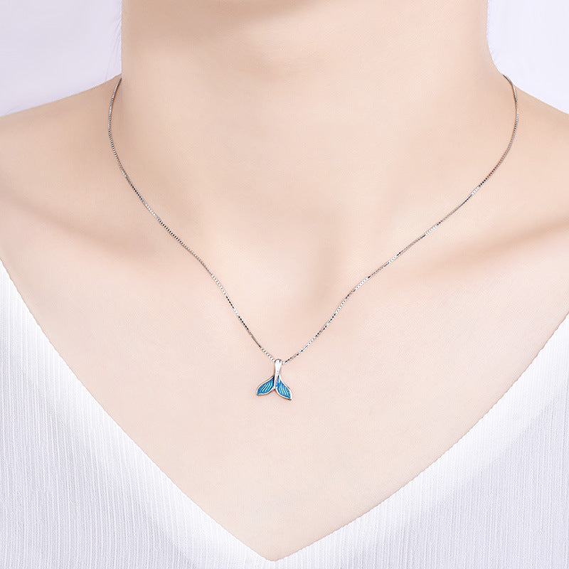 Ocean-Inspired Blue Whale Tail Pendant Necklace