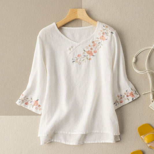 Trendy White long top-tunics with embroidery work for women