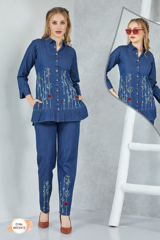 Embroidered Denim Coord for Effortless Style