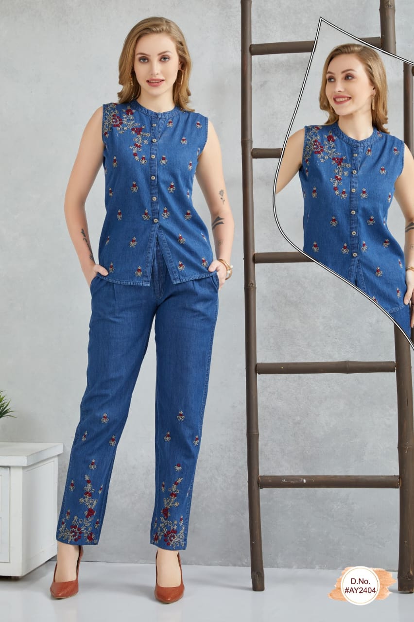 Embroidered Denim Coord for Effortless Style