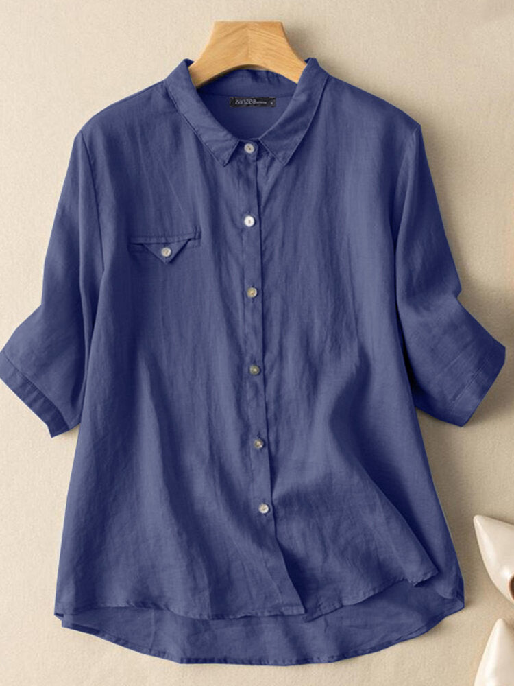 Blue long top-tunic for women