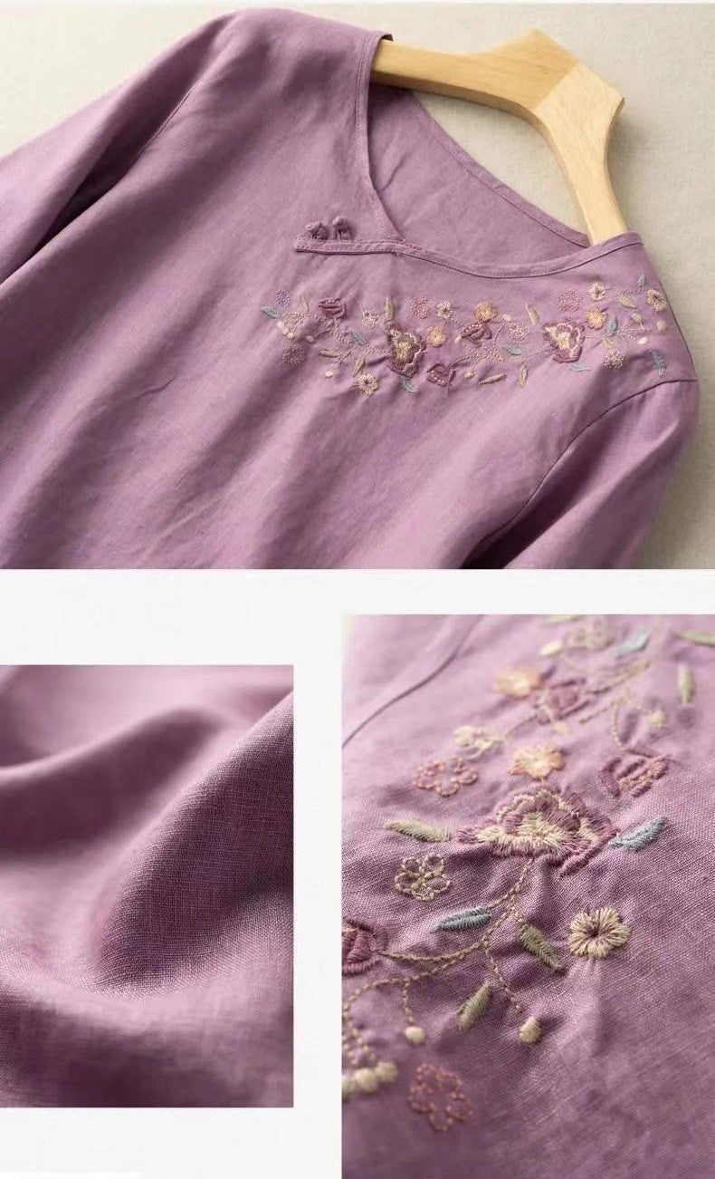 Trendy Purple long top-tunics with embroidery work for women