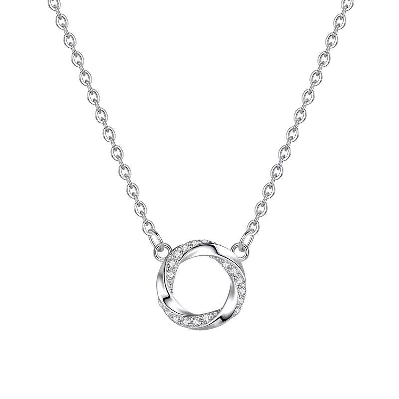 Dainty Silver Circle Pendant Necklace