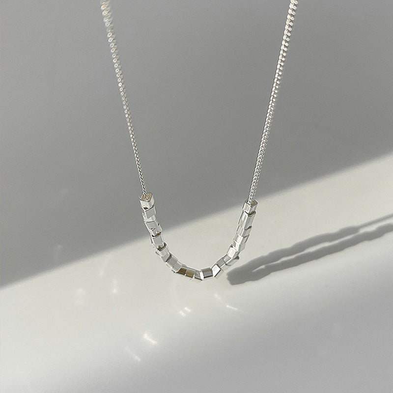 Minimalist Silver Geometric Bar Necklace