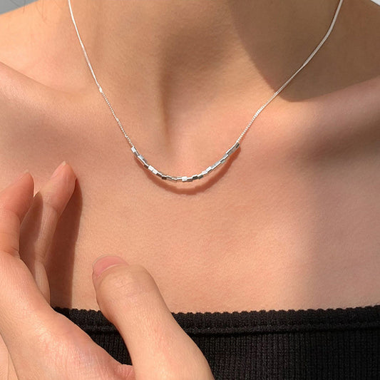 Minimalist Silver Geometric Bar Necklace