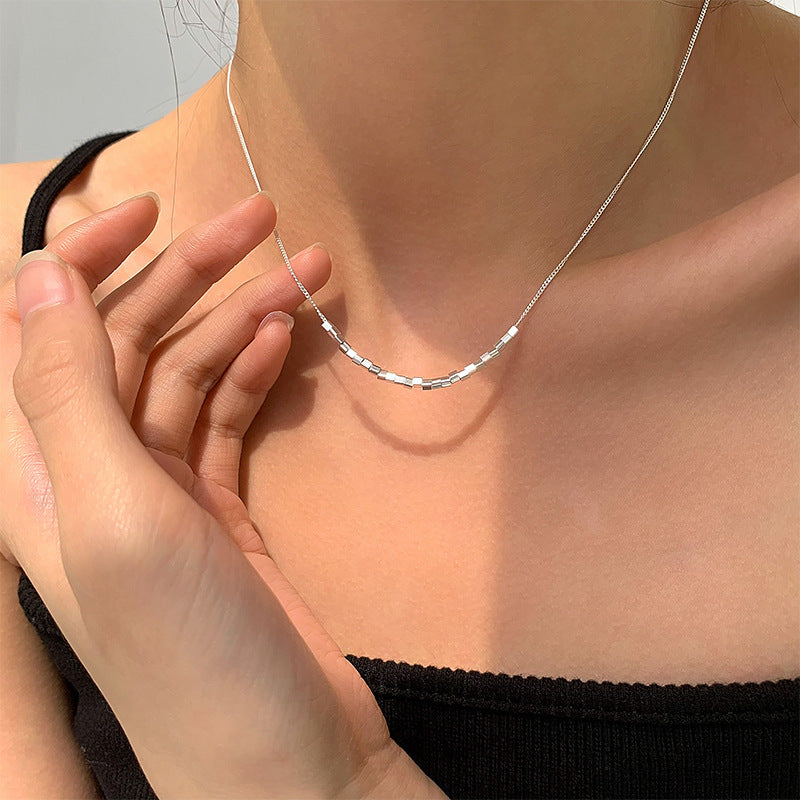 Minimalist Silver Geometric Bar Necklace