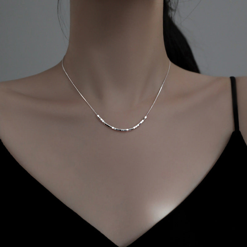 Minimalist Silver Geometric Bar Necklace