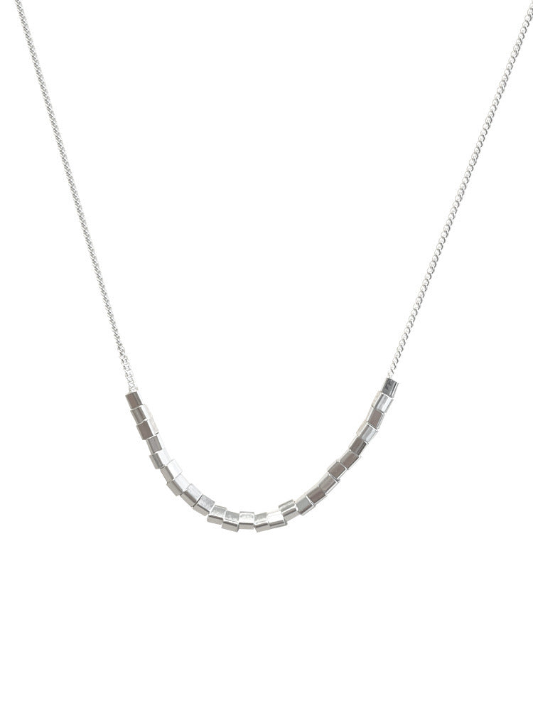 Minimalist Silver Geometric Bar Necklace