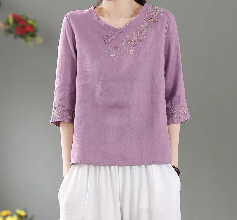 Trendy Purple long top-tunics with embroidery work for women