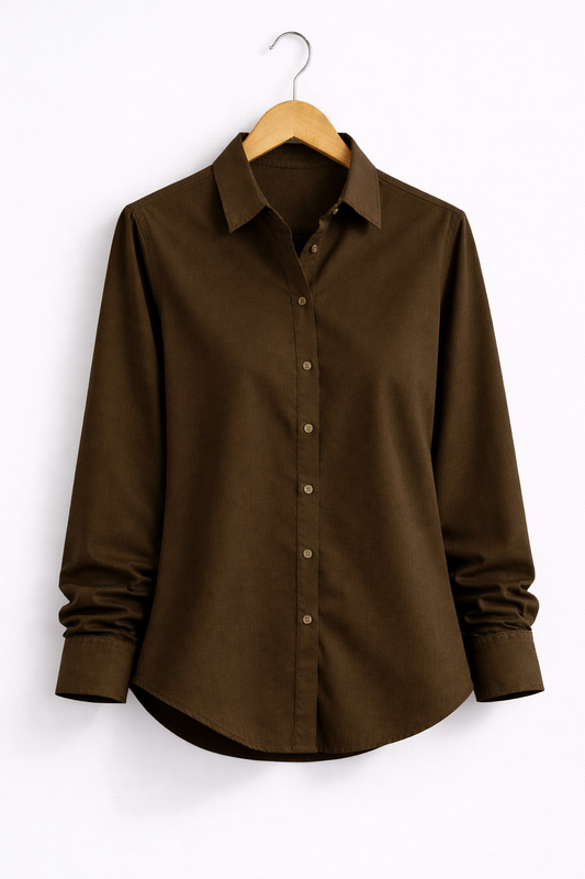 Women’s Solid Brown Rayon Shirt