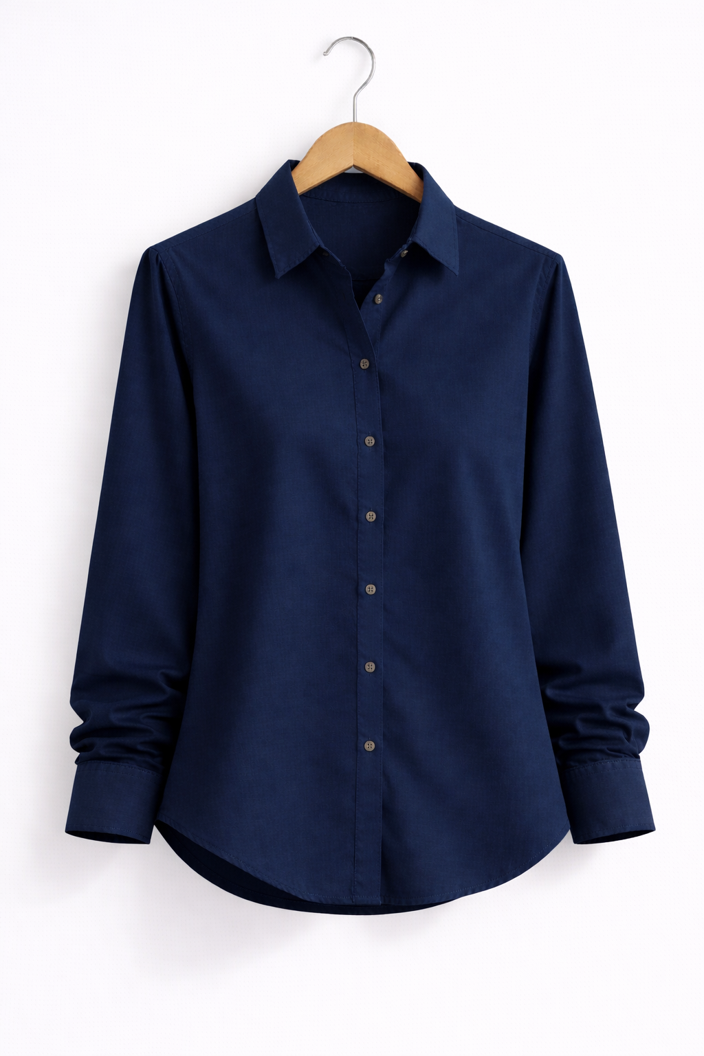 Women’s Solid Dark Blue Rayon Shirt