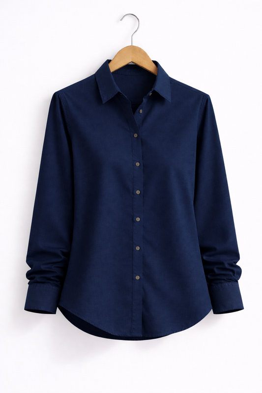 Women’s Solid Dark Blue Rayon Shirt