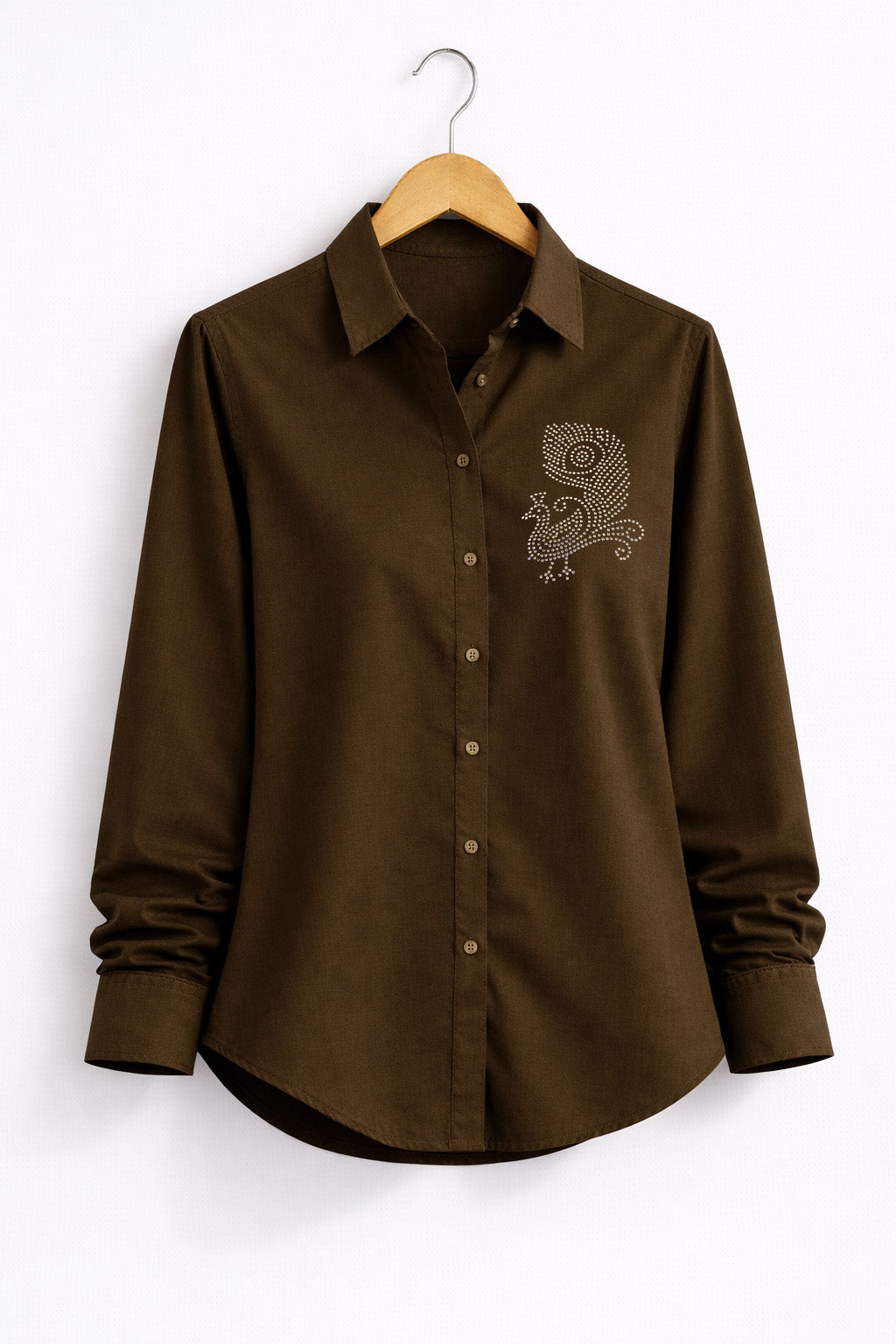 Women’s Rayon Cotton Shirt with Jarkan Diamond Peacock Motif