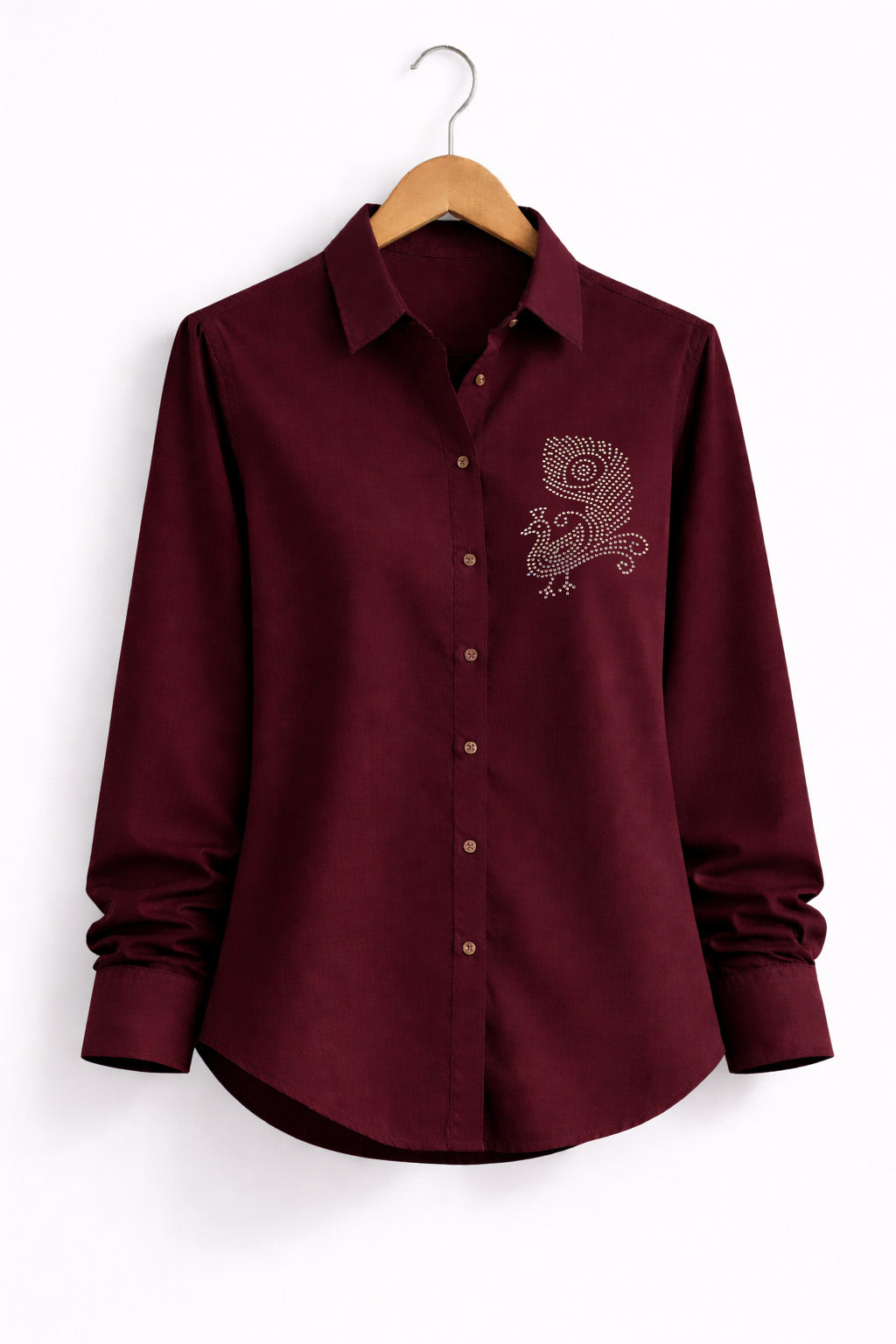 Women’s Rayon Cotton Shirt with Jarkan Diamond Peacock Motif