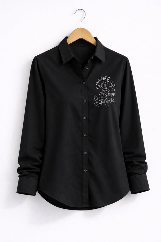 Women’s Rayon Cotton Shirt with Jarkan Diamond Peacock Motif