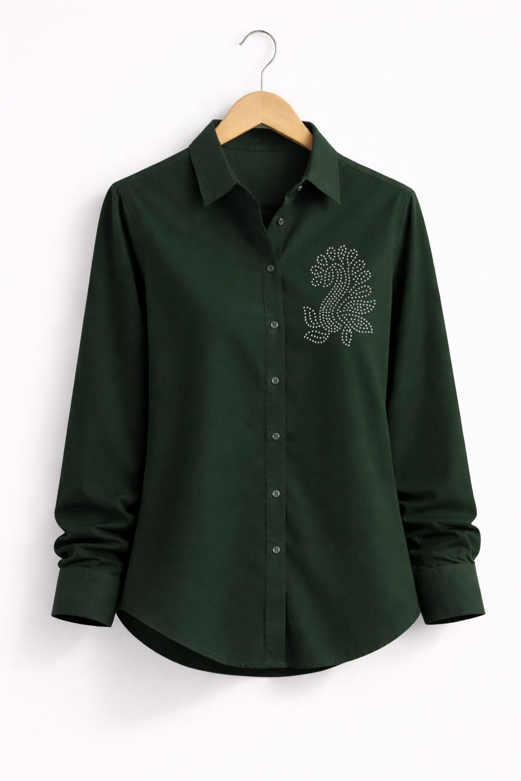 Women’s Rayon Cotton Shirt with Jarkan Diamond Peacock Motif