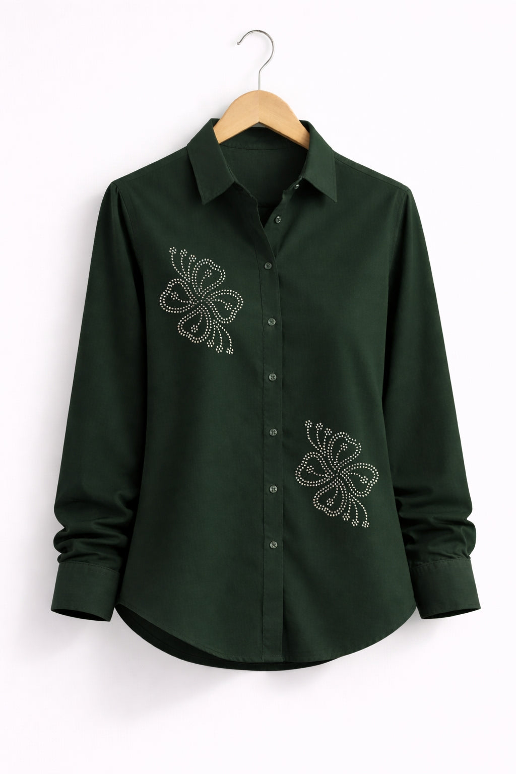 Women’s Rayon Cotton Shirt with Jarkan Diamond Butterfly Motifs