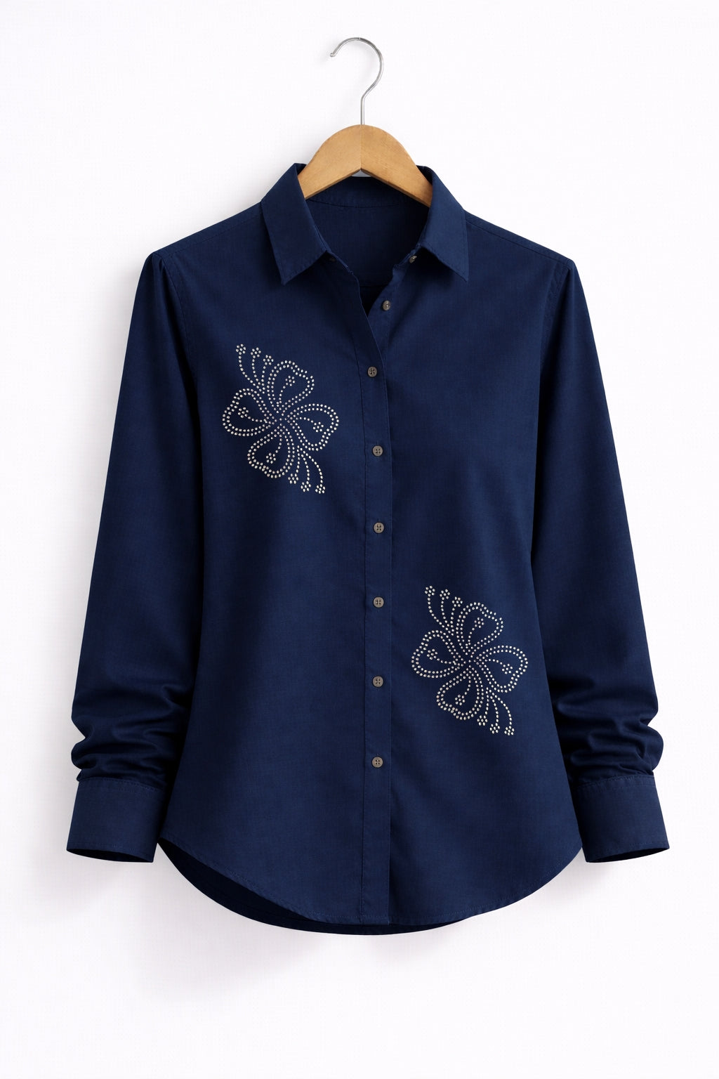 Women’s Rayon Cotton Shirt with Jarkan Diamond Butterfly Motifs