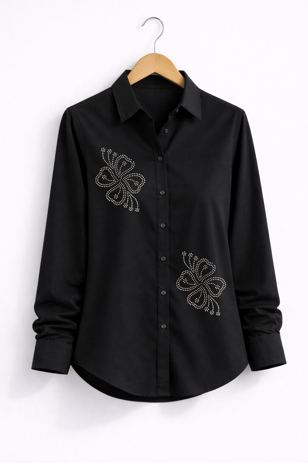 Women’s Rayon Cotton Shirt with Jarkan Diamond Butterfly Motifs
