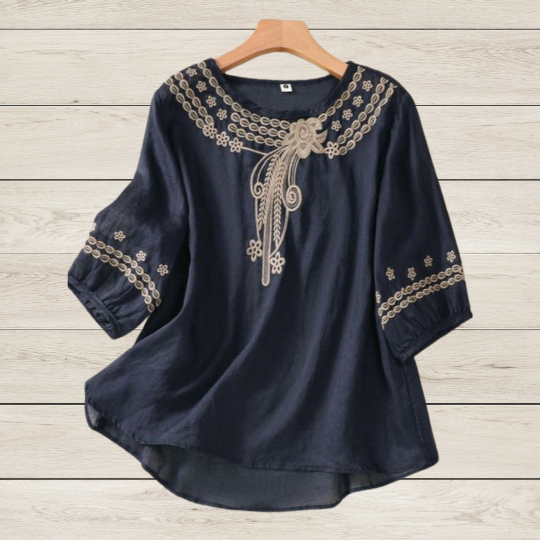 Trendy Blue long top-tunics with embroidery work for women