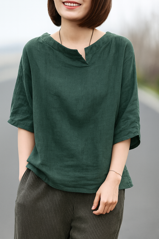 Everyday Green  styles V-Neck Tunic – Minimal, Stylish & Comfortable