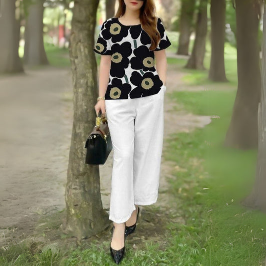 Bold Black Floral Co-ord Set – Effortless Style in One Look